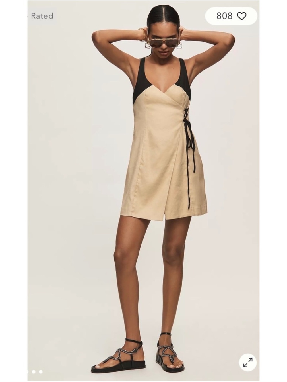 Anthropologie Black and Cream Wrap Dress